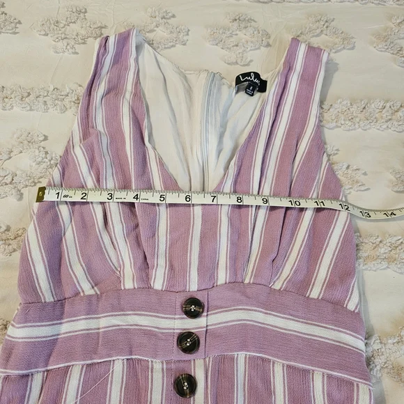 Lulus Striped Button-Front Maxi Dress in Lavender/Pink and White - Picture 9 of 15